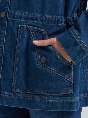 Women's Denim Cinched Waist Barn Jacket