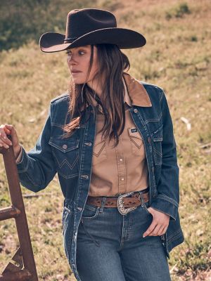 Women's Denim Cinched Waist Barn Jacket