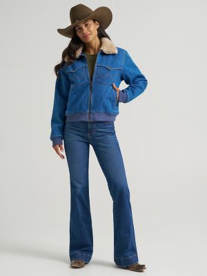 Women's Wrangler Denim Sherpa-Lined Bomber Jacket