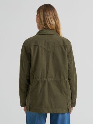 Women's Corduroy Quilt-Lined Barn Jacket in Green
