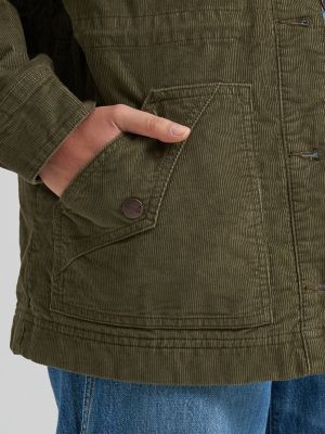 Women's Corduroy Quilt-Lined Barn Jacket in Green