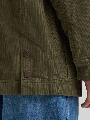 Women's Corduroy Quilt-Lined Barn Jacket in Green