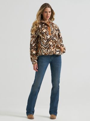 Women's Wrangler Big Sky Sherpa Snap Pullover in Horse Watercolor