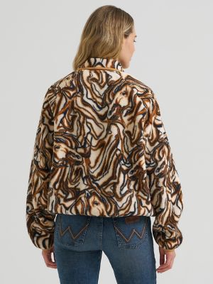 Women's Wrangler Big Sky Sherpa Snap Pullover in Horse Watercolor