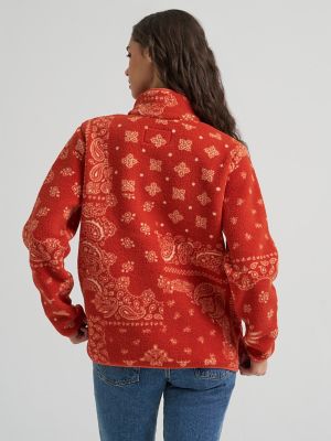 Women's Wrangler High Plains Sherpa Zip Pullover in Red Rock