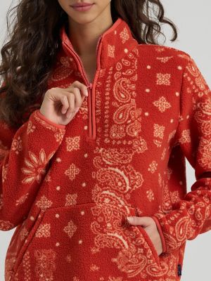 Women's Wrangler High Plains Sherpa Zip Pullover in Red Rock