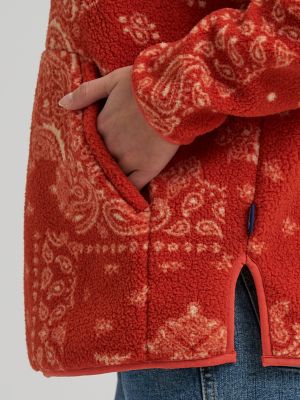 Women's Wrangler High Plains Sherpa Zip Pullover in Red Rock