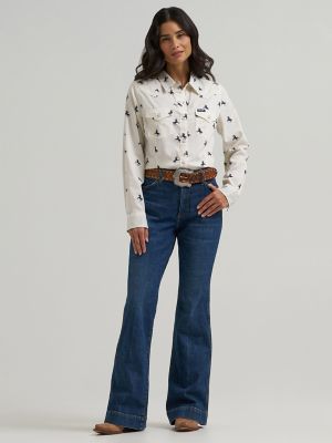 Women's Wrangler Olivia Western Slim Snap Shirt in Bone