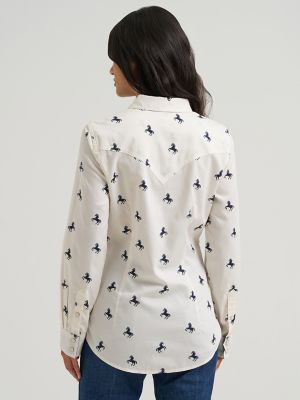 Women's Wrangler Olivia Western Slim Snap Shirt in Bone