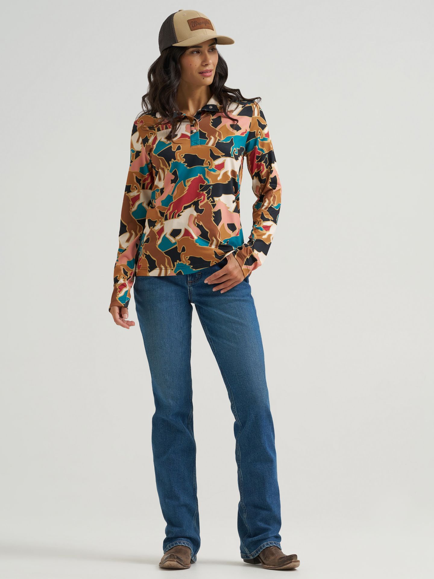 Женский свитер Wrangler Skye Performance Quarter Snap Pullover, цвет: Коричневый — фото 2