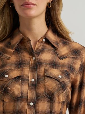 Women's Western Flannel Maxi Shirt Dress