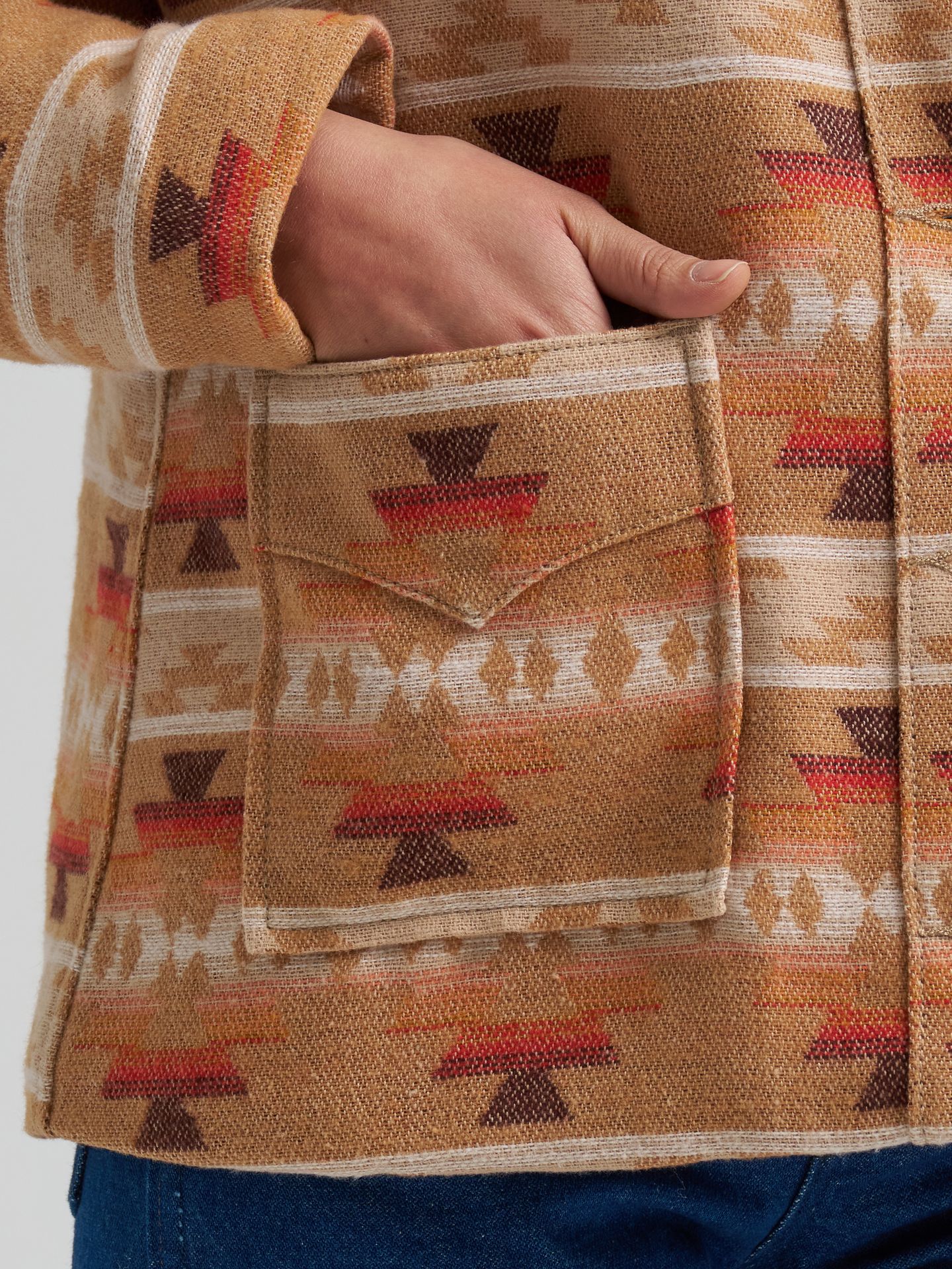 Женская куртка Wrangler Sherpa Lined Jacquard Print, цвет: Рыжевато-коричневый — фото 5