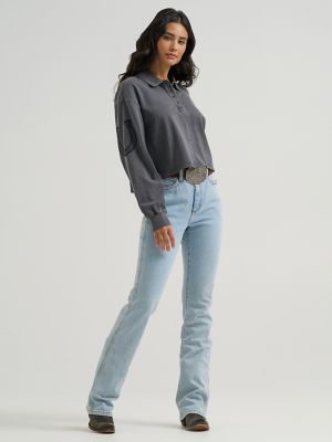 Women's Wrangler Western Polo Shirt in Black alternative view