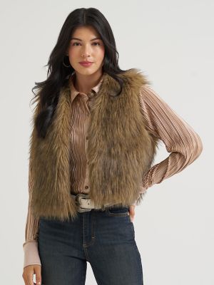 Lainey Wilson x Wrangler Faux Fur Vest in Brown