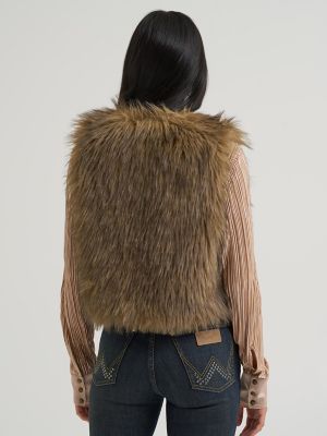 Lainey Wilson x Wrangler Faux Fur Vest in Brown
