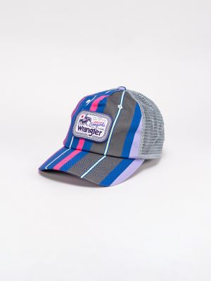 Washed Stripe Trucker Hat in Rose