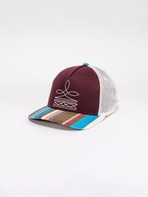 Stripe Bill Boot Stitch Trucker Hat
