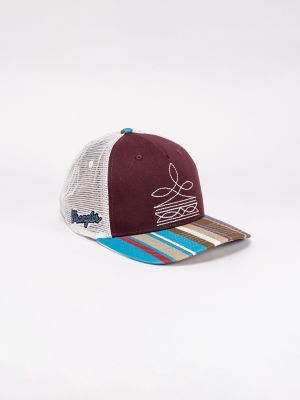 Stripe Bill Boot Stitch Trucker Hat