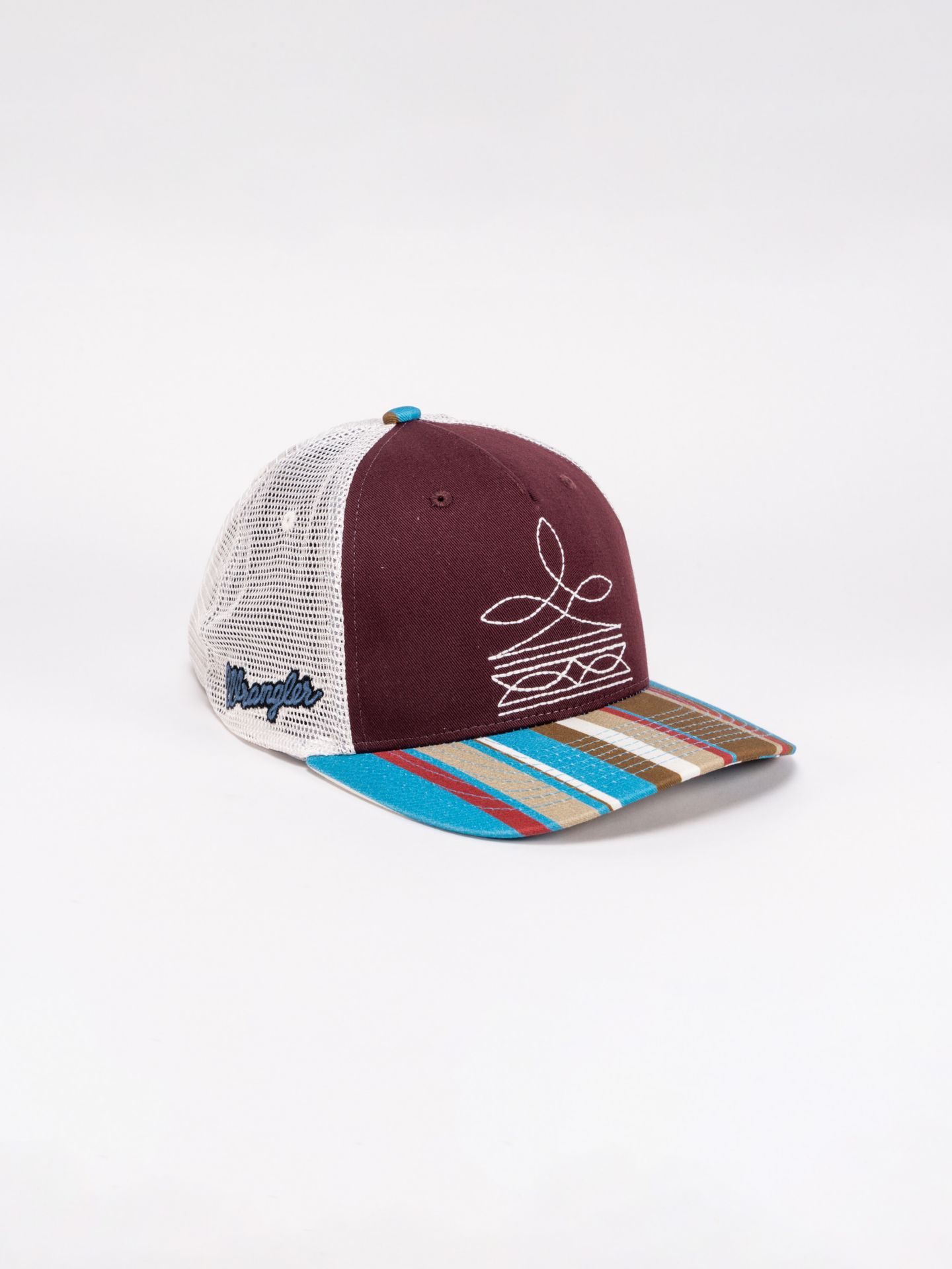 Женские головные уборы Wrangler Stripe Bill Boot Stitch Trucker Hat, цвет: Капучино — фото 1