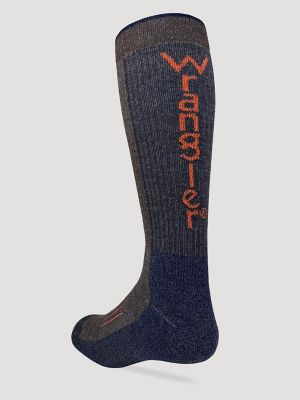Mens Wrangler Merino Blend Crew Socks:Navy/Brown:L alternative view