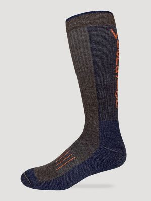 Mens Wrangler Merino Blend Crew Socks:Navy/Brown:L alternative view 2