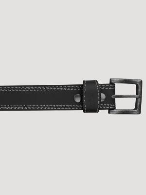 Men's Contrast Triple Stitch Belt in Black alternative view