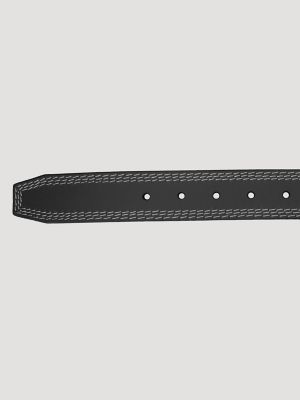Men's Contrast Triple Stitch Belt in Black alternative view 2