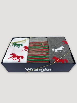 Women's Festive Horses Crew Socks Box Set (3-Pack)