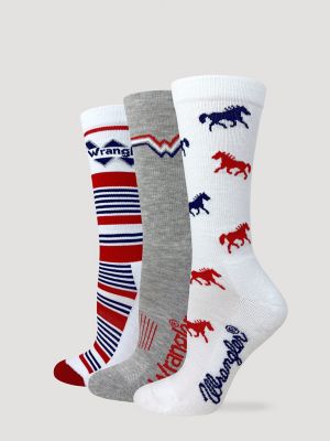 Womens Americana Crew Socks Box Set 3 Pack:Americana:One Size alternative view