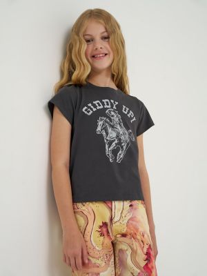 Girl's Lainey Wilson x Wrangler Giddy Up Tee in Black