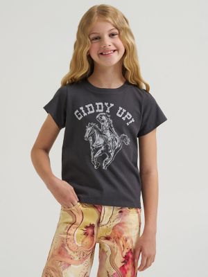 Girl's Lainey Wilson x Wrangler Giddy Up Tee in Black