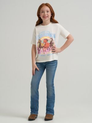 Girl's Lainey Wilson x Wrangler Neon Rainbow Tee in White alternative view
