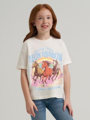 Wrangler x Lainey Wilson Neon Rainbow Girlfriend Tee in White