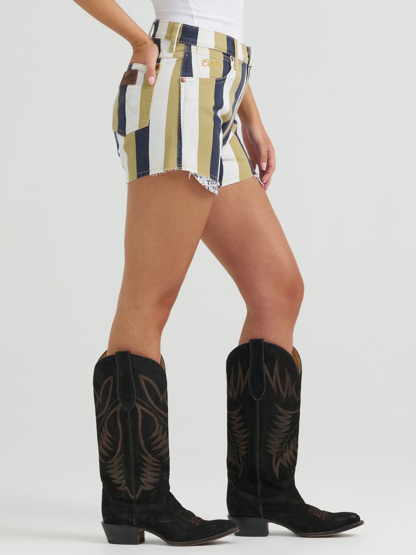 Женские шорты Wrangler x Coors Stripe Reworked, цвет: Полосатый — фото 5