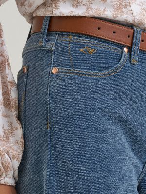 Lainey Wilson x Wrangler Cheeky Wide Leg Chenille Jean in Indigo Chenille