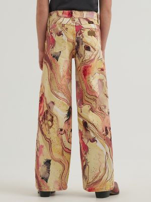 Girl's Wrangler x Lainey Wilson Horse Wide Leg Jean in Marbled