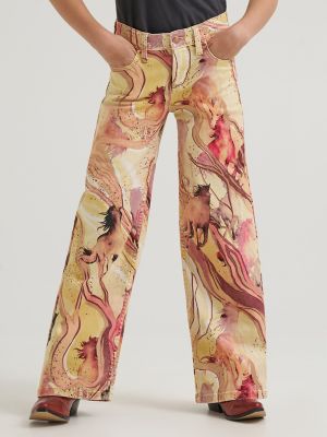 Girl's Wrangler x Lainey Wilson Horse Wide Leg Jean in Marbled