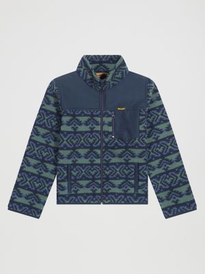 Wrangler Kids' Boy's Hay Away Full Zip Sherpa Jacket In Dark Forest In Green