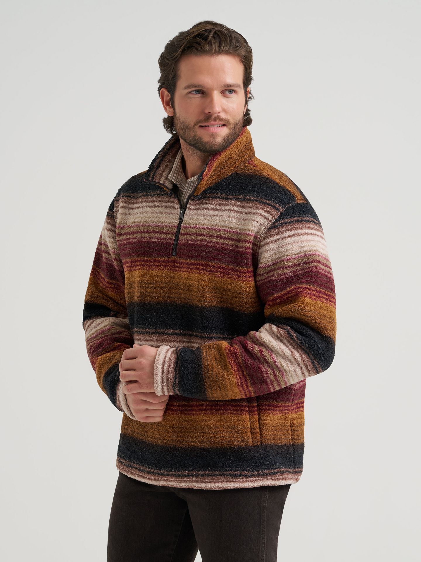 Мужской свитер Wrangler Hay Away Sherpa Quarter-Zip Pullover, цвет: Aztec Port — фото 3