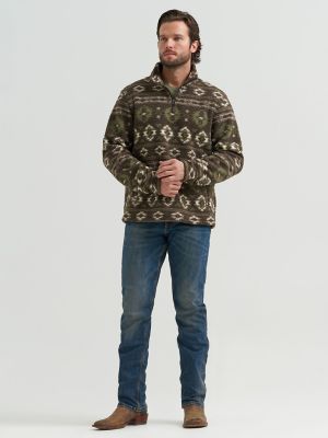 Men's Hay Away Sherpa Quarter-Zip Pullover in Black Olive