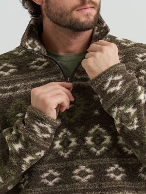 Men's Hay Away Sherpa Quarter-Zip Pullover in Black Olive