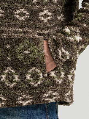 Men's Hay Away Sherpa Quarter-Zip Pullover in Black Olive