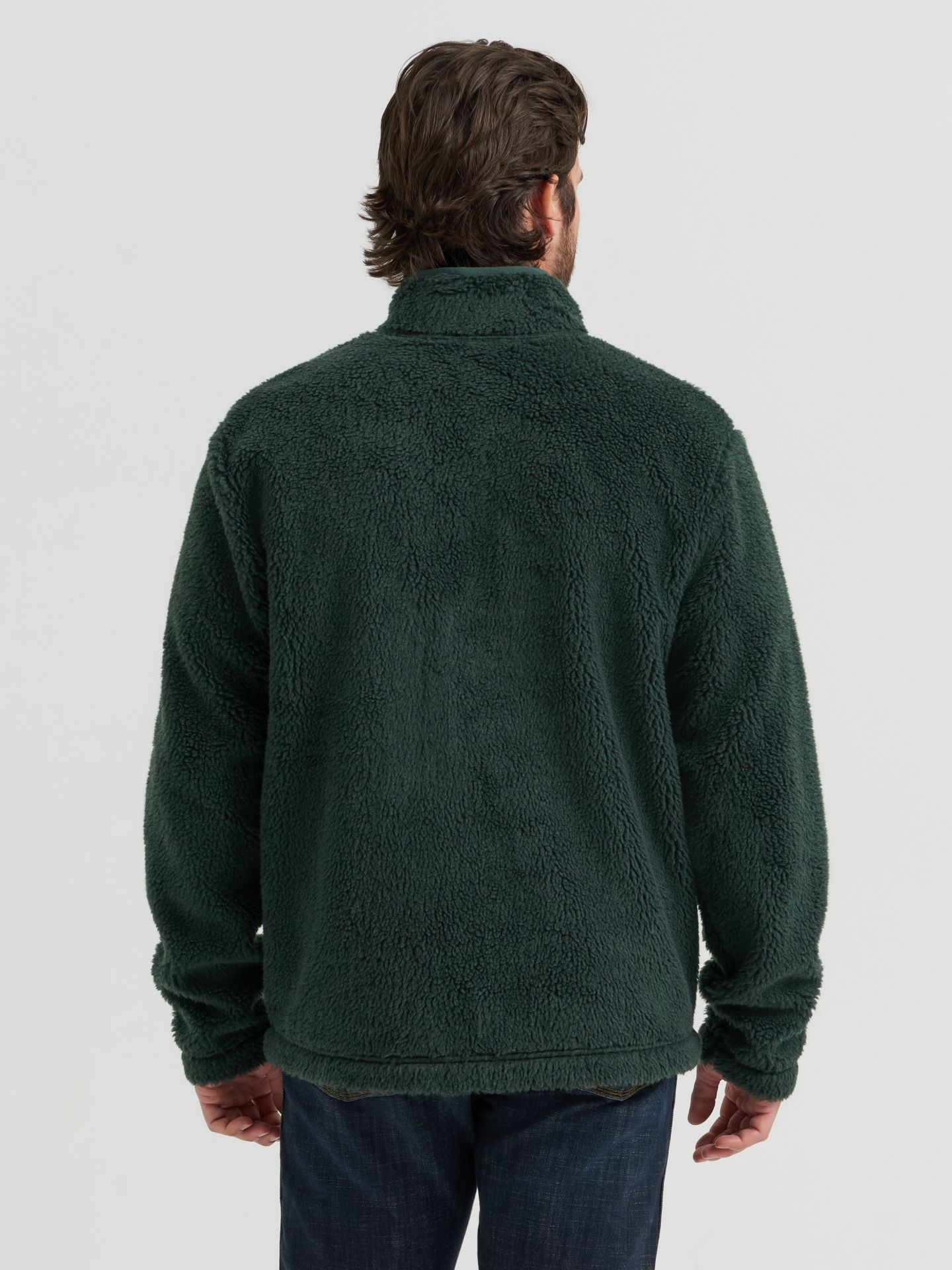 Мужской свитер Wrangler Hay Away Sherpa Quarter Snap Pullover, цвет: Тёмный еловый — фото 4