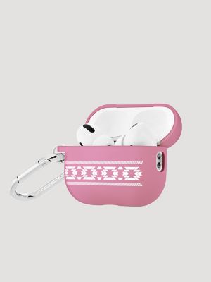 Earbuds Case with Carabiner in Dark Pink Multi