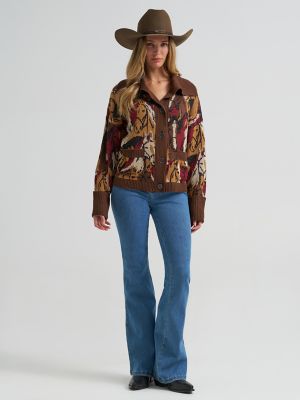 Women's Western Pattern Cardigan Sweater