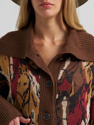 Women's Western Pattern Cardigan Sweater
