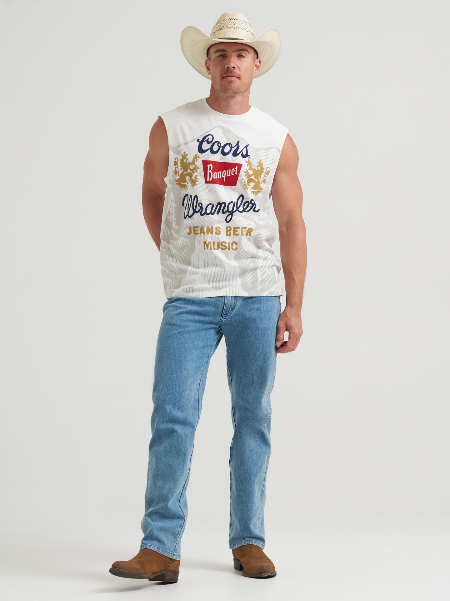 Мужской топ Wrangler x Coors Cut-Off, цвет: Зефирный — фото 4