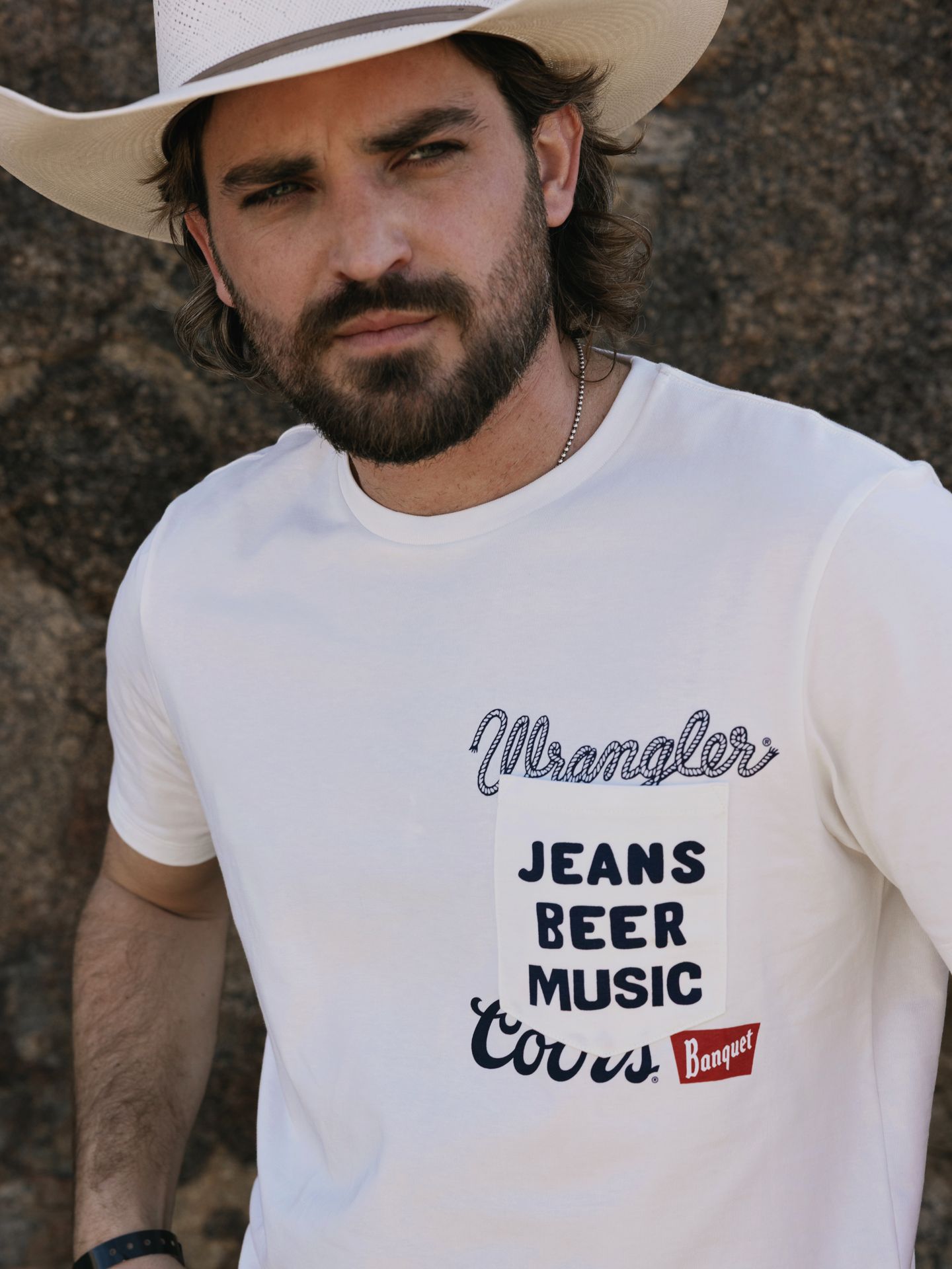 Мужская футболка Wrangler x Coors Pocket, цвет: Зефирный — фото 1
