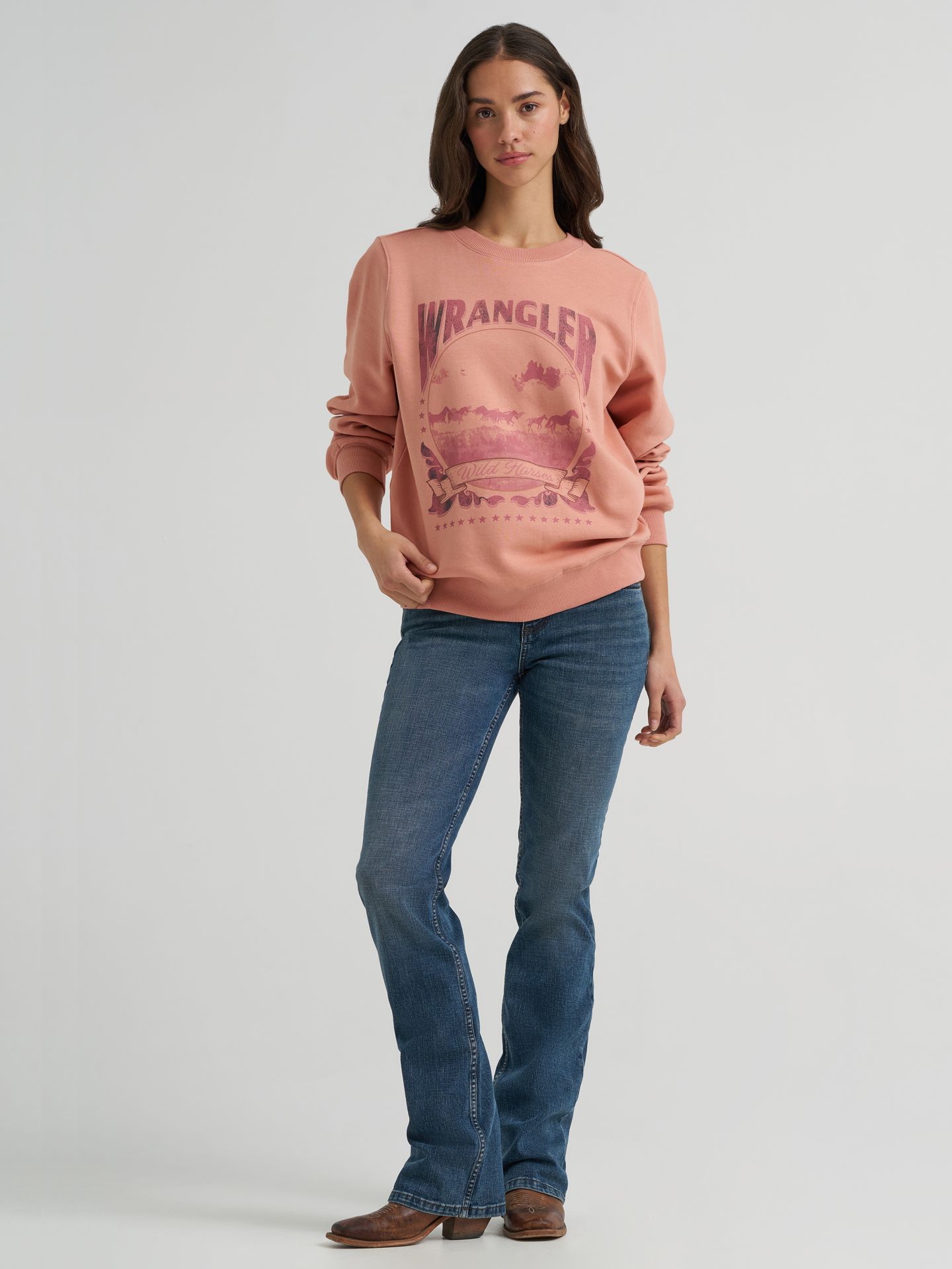 Женская толстовка Wrangler Washed Prairie Fleece, цвет: Коричневый — фото 2