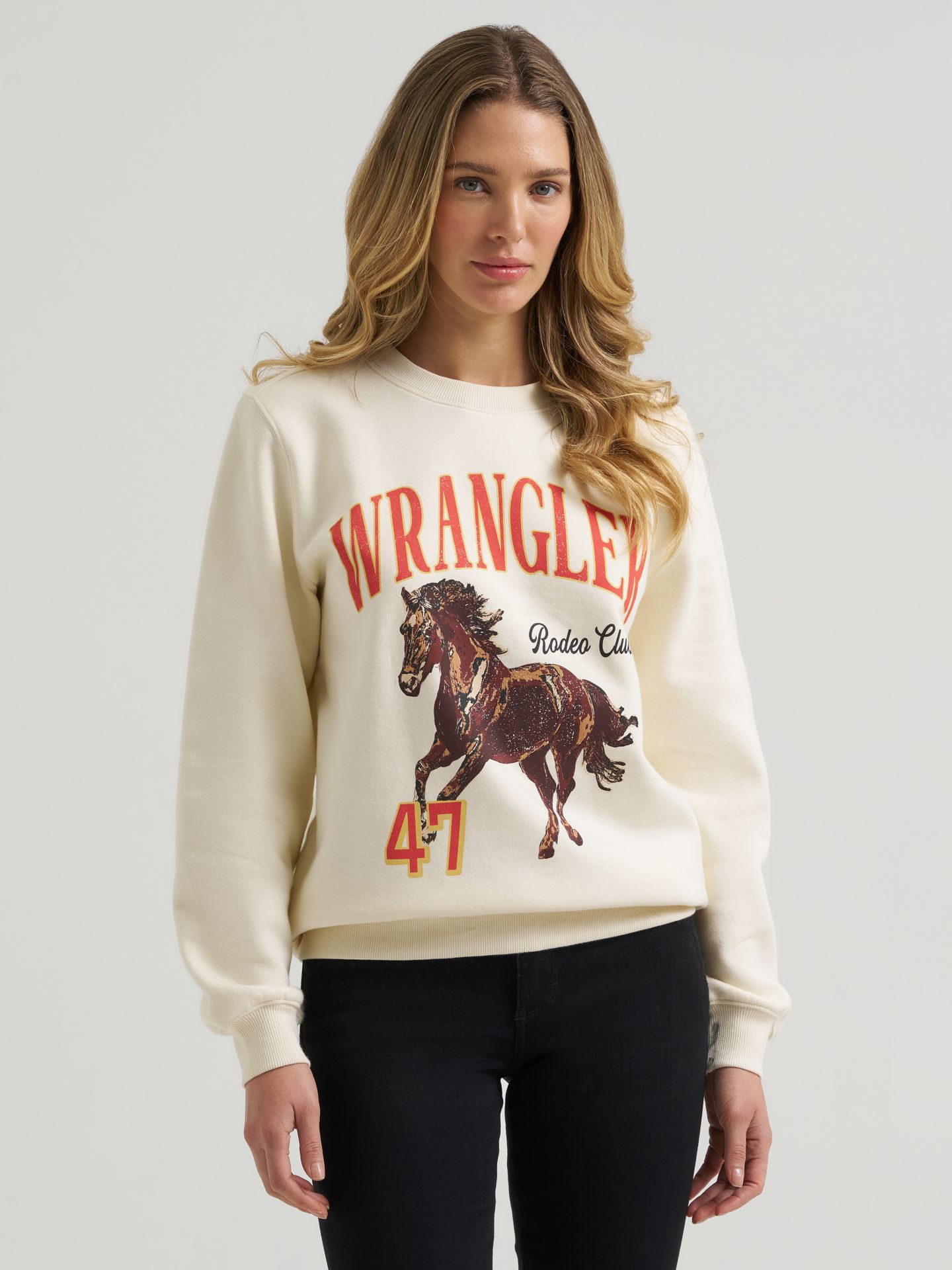 Женская толстовка Wrangler Horse Stamp Fleece, цвет: Состаренный белый — фото 1